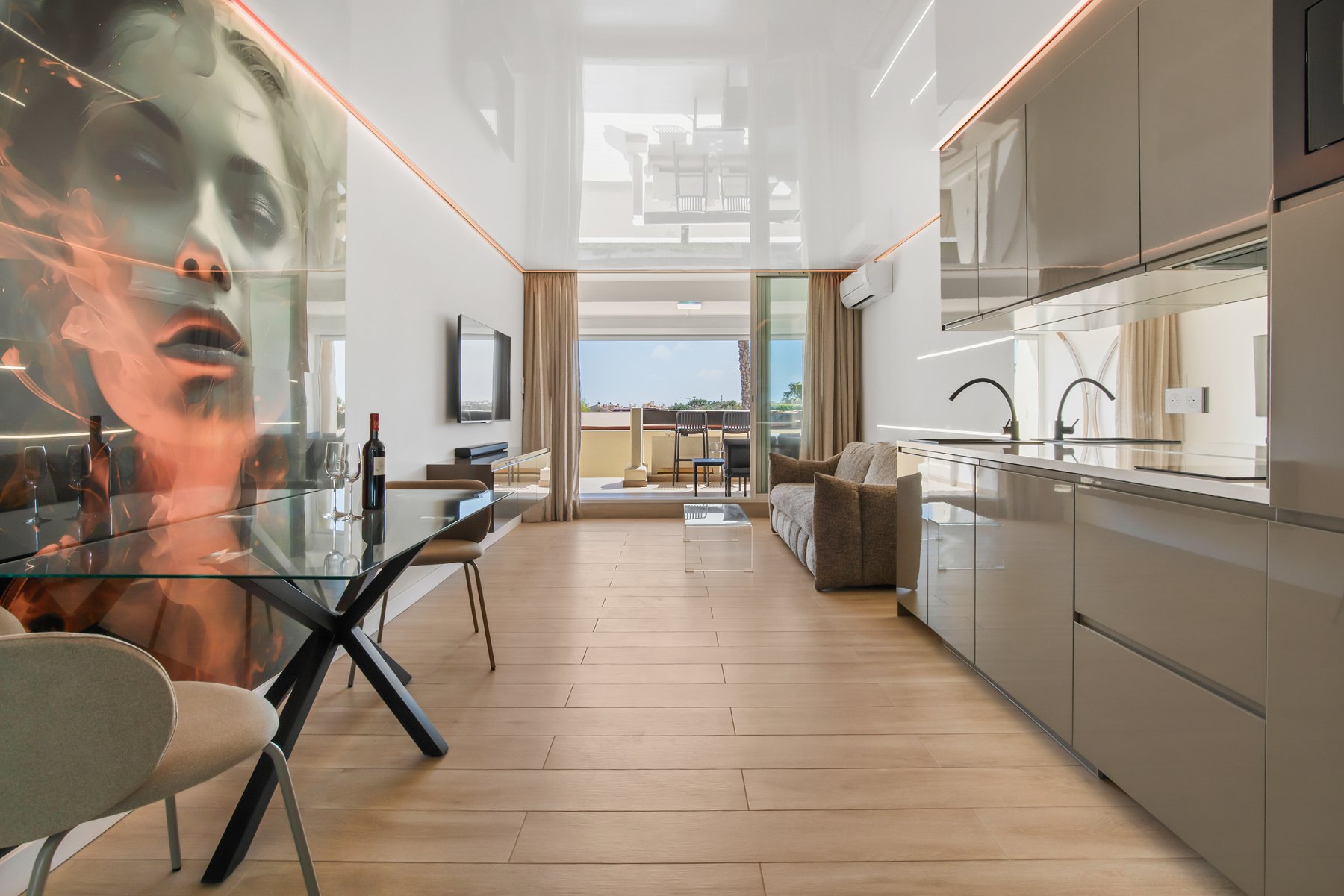 design espace couverture mobilier projet pro voile greige architecture interieure minimaliste